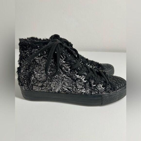 Mono design Black Silver Sequins High Top Lacing winter sneakers size 40EU/9,5US - Picture 6 of 11